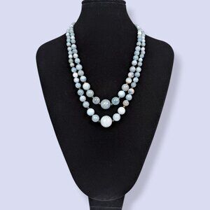 Stauer 2-Strand Aquamarine Graduated Bead Necklace